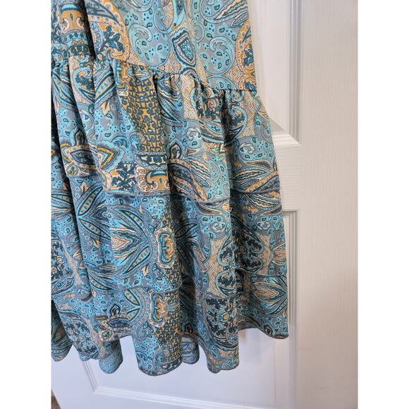 Boemo Anthropologie Green Paisley Ruffle Boho Festival Maxi Dress, Size Small - Picture 7 of 13